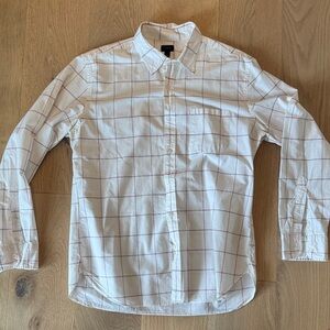 J. Crew White and Red Checkered Casual Shirt